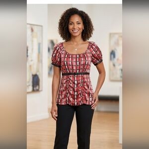 Venezia Red and Black Patterned Blouse